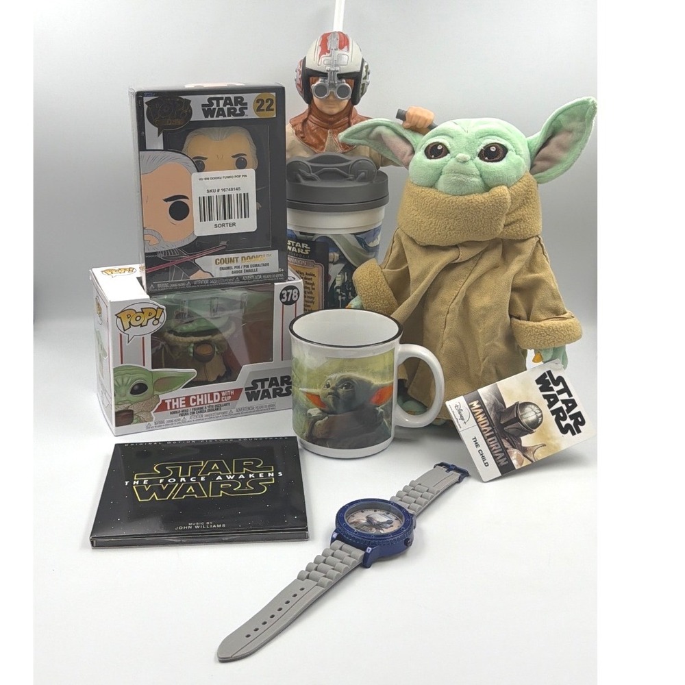 Star Wars: The Child Plush Funko Pop 378 Count Dooku Pin BB-8 Watch CD Mug Lot